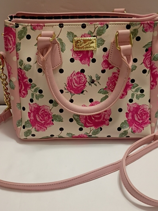 Betsey Johnson Handbags - Betsey Johnson Pink Floral Polka Dot Purse Handbag